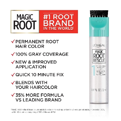 Picture of L'Oreal Paris Magic Root Rescue 10 Minute Root Hair Coloring Kit, Permanent Color with Quick Precision Applicator, 100 percent Gray Coverage, 4 Dark Brown, 1 kit (Packaging May Vary)
