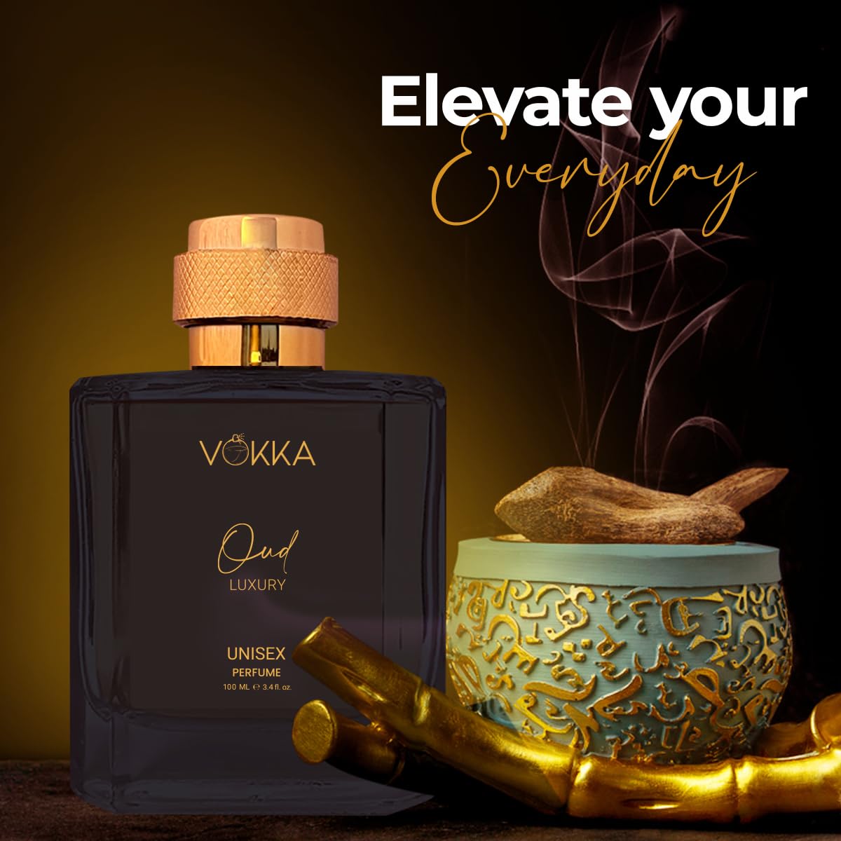 Picture of Vokka Oud 100 ml | Unisex Luxury Long Lasting Smokey Perfume For Men And Women | Woody Pleasant Scent Eau De Parfum | EDP Fragrance for Gift | Notes: Spicy Sandalwood Agarwood