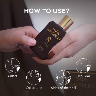 Picture of Nisara Dark Whispers 50ml Strong Unisex Parfum For Men and Woman | Unisex Long Lasting Parfum | Premium Perfume | parfum for Gift Amber Oud Musk notes| With Oud Wood, Raspberry, Saffron, Rose, Musk | EDP Scent for Men & Woman