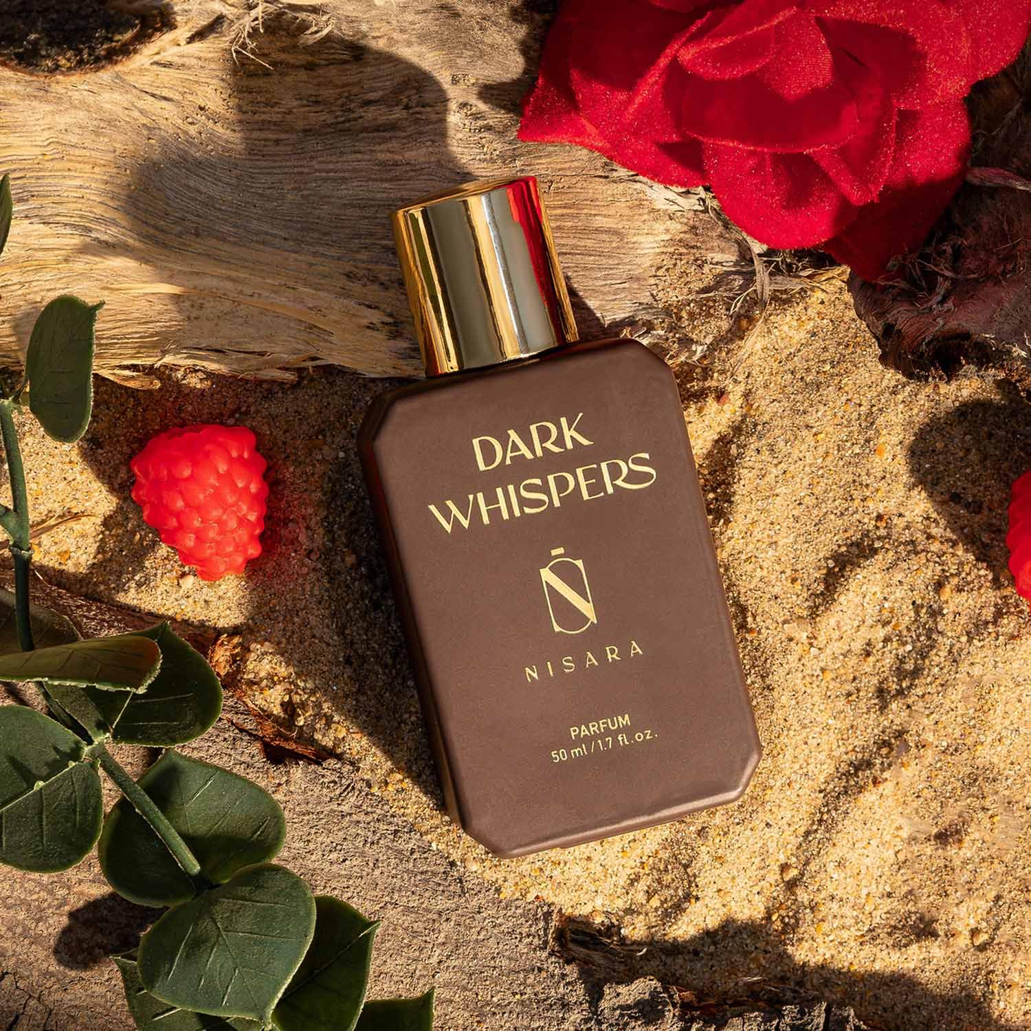 Picture of Nisara Dark Whispers 50ml Strong Unisex Parfum For Men and Woman | Unisex Long Lasting Parfum | Premium Perfume | parfum for Gift Amber Oud Musk notes| With Oud Wood, Raspberry, Saffron, Rose, Musk | EDP Scent for Men & Woman