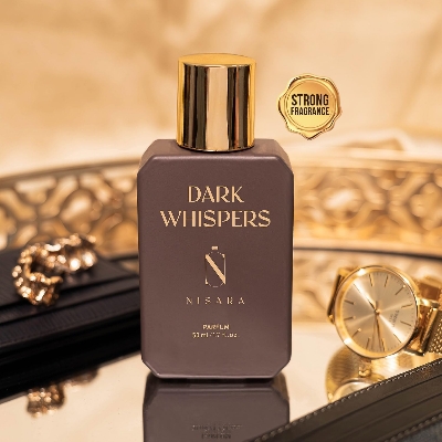 Picture of Nisara Dark Whispers 50ml Strong Unisex Parfum For Men and Woman | Unisex Long Lasting Parfum | Premium Perfume | parfum for Gift Amber Oud Musk notes| With Oud Wood, Raspberry, Saffron, Rose, Musk | EDP Scent for Men & Woman