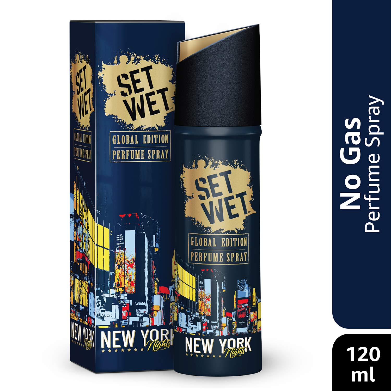 Picture of Set Wet Global Edition Perfume Spray, New York Nights, No Gas Perfume Body Spray & Deodorant For Men, Long Lasting Fragrance, 120 ml