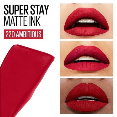 Picture of Maybelline New York Liquid Matte Lipstick, Long Lasting, 16hr Wear, Superstay Matte Ink 220-Ambitious