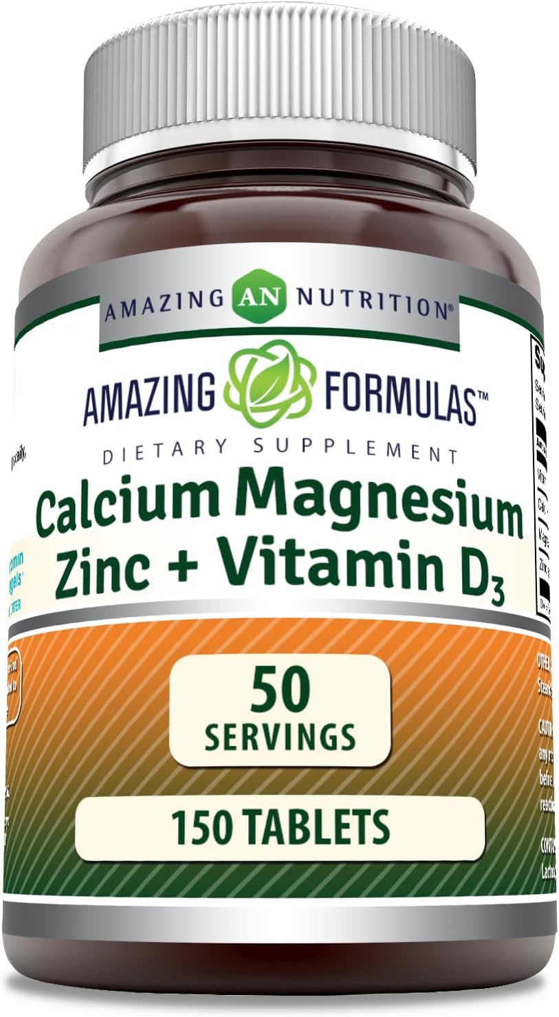 Picture of Amazing Formulas Calcium Magnesium Zinc + D3 Supplement | 150 Tablets | Non-GMO | Gluten-Free | Made in USA
