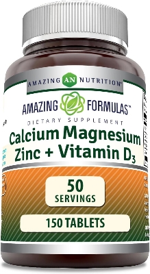 Picture of Amazing Formulas Calcium Magnesium Zinc + D3 Supplement | 150 Tablets | Non-GMO | Gluten-Free | Made in USA