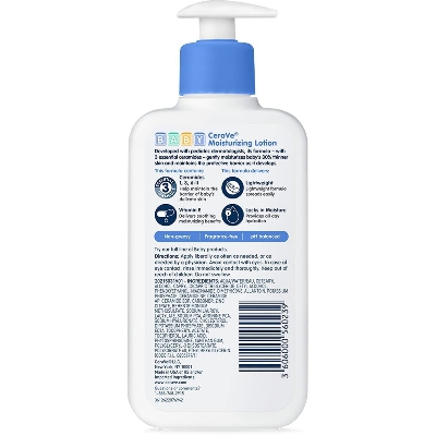 Picture of CeraVe Baby Lotion, Gentle Baby Skin Care with Ceramides, Niacinamide & Vitamin E, Fragrance, Paraben, Dye & Phthalates Free, Lightweight Moisturizer, 8 Ounce, Packaging May Vary