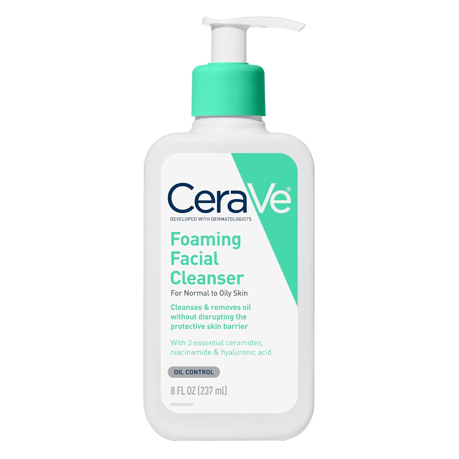Picture of CeraVe Foaming Facial Cleanser, Daily Face Wash for Oily Skin, Hyaluronic Acid + Ceramides + Niacinamide, Fragrance Free & Paraben Free, Non-Drying Oil Control Face Wash, 8 Fluid Ounces-237 ml