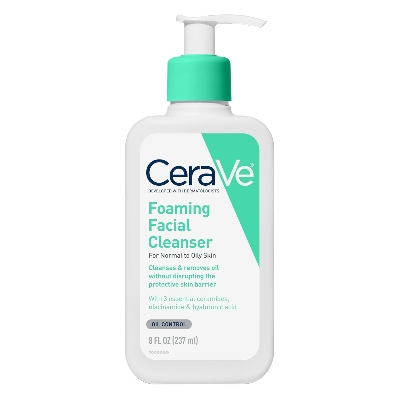 Picture of CeraVe Foaming Facial Cleanser, Daily Face Wash for Oily Skin, Hyaluronic Acid + Ceramides + Niacinamide, Fragrance Free & Paraben Free, Non-Drying Oil Control Face Wash, 8 Fluid Ounces-237 ml