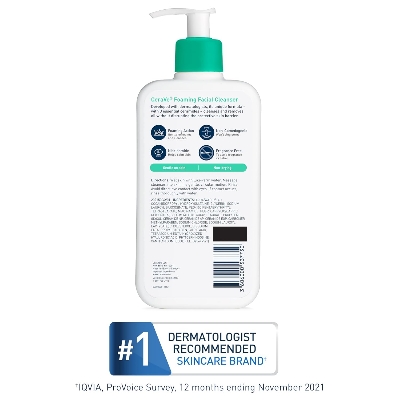 Picture of CeraVe Foaming Facial Cleanser, Daily Face Wash for Oily Skin, Hyaluronic Acid + Ceramides + Niacinamide, Fragrance Free & Paraben Free, Non-Drying Oil Control Face Wash, 8 Fluid Ounces-237 ml