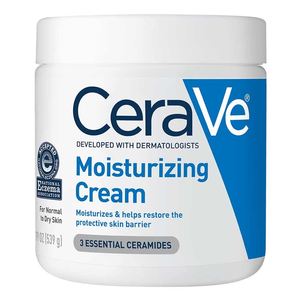Picture of CeraVe Moisturizing Cream, Body and Face Moisturizer for Dry Skin, Body Cream with Hyaluronic Acid and Ceramides, Daily Moisturizer, Oil-Free, Fragrance Free, Non-Comedogenic, 19 Ounce-539 gram