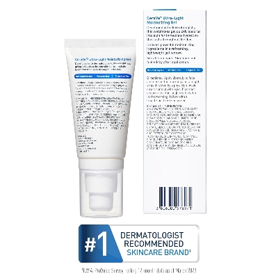 Picture of CeraVe Ultra-Light Moisturizing Gel, Hydrating Gel Face Moisturizer For Men & For Women with Ceramides, Niacinamide, Hyaluronic Acid, Fragrance Free, Oil-Free, Mattifying Moisturizer, 1.75 FL Oz