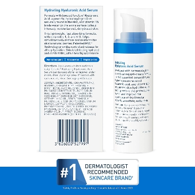 Picture of Cerave Hyaluronic Acid Serum for Face with Vitamin B5 and Ceramides, Hydrating Face Serum for Dry Skin, Fragrance Free, 1 Ounce