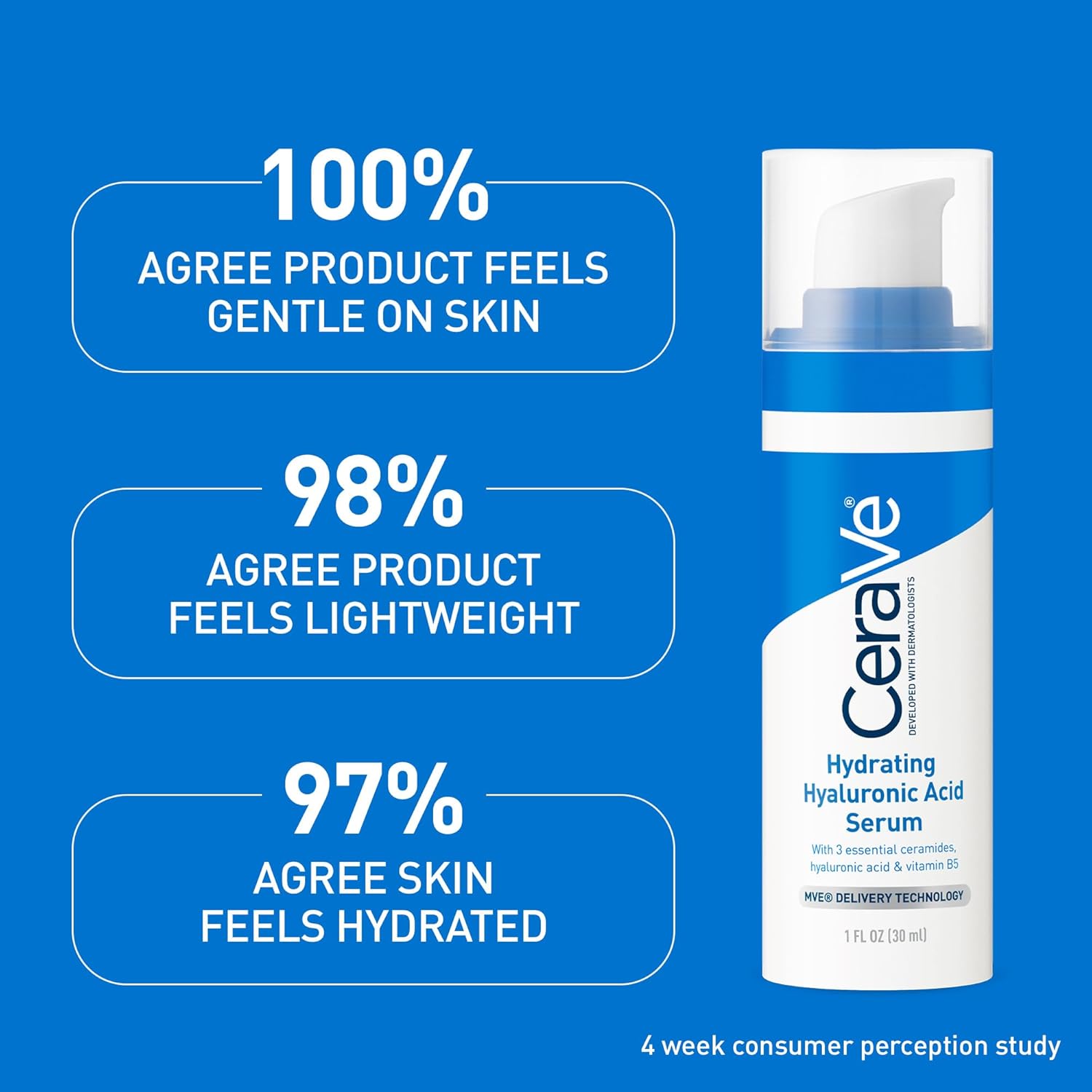 Picture of Cerave Hyaluronic Acid Serum for Face with Vitamin B5 and Ceramides, Hydrating Face Serum for Dry Skin, Fragrance Free, 1 Ounce