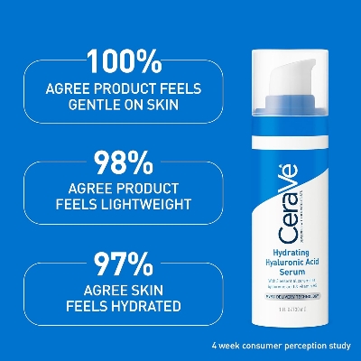 Picture of Cerave Hyaluronic Acid Serum for Face with Vitamin B5 and Ceramides, Hydrating Face Serum for Dry Skin, Fragrance Free, 1 Ounce