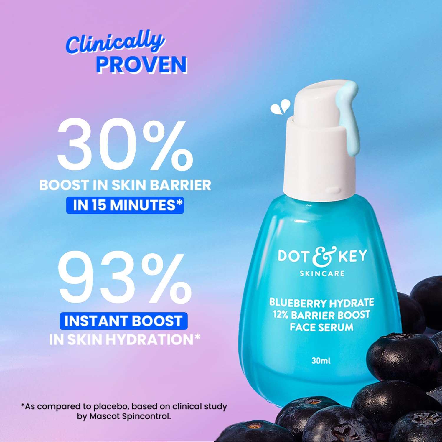 Picture of Dot & Key Blueberry Hydrate 12% Barrier Boost Serum with 7 Ceramides | Niacinamide & Hyaluronic Acid, Reduces Dark Spots, Brightens Skin, Provides Intense Hydration & Repairs Skin Barrier | 30ml