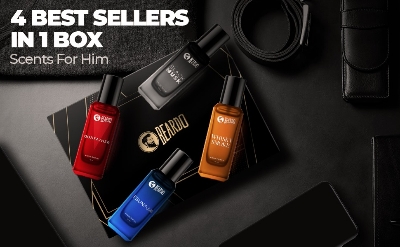Picture of Beardo Perfumes Giftset For Men (Pack of 4 x 20ml) Whisky Smoke, Godfather, Tsunami and Black Musk