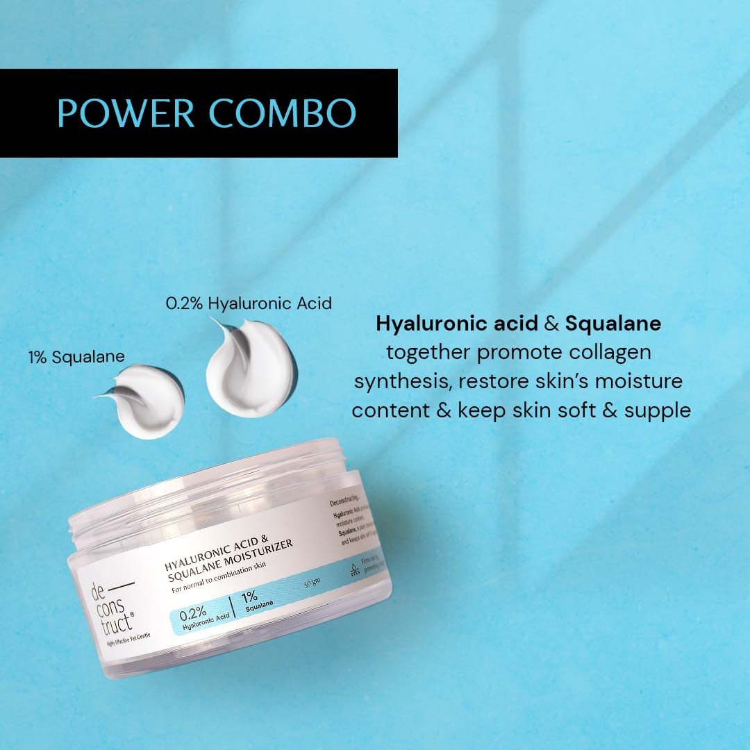 Picture of Deconstruct Hyaluronic Acid & Squalane Moisturizer | 0.2% Hyaluronic Acid 1% Squalane |Moisturizer For Normal Skin | Lightweight Moisturiser | For Long Lasting & Non-Greasy Hydration | 50Gm, Cream