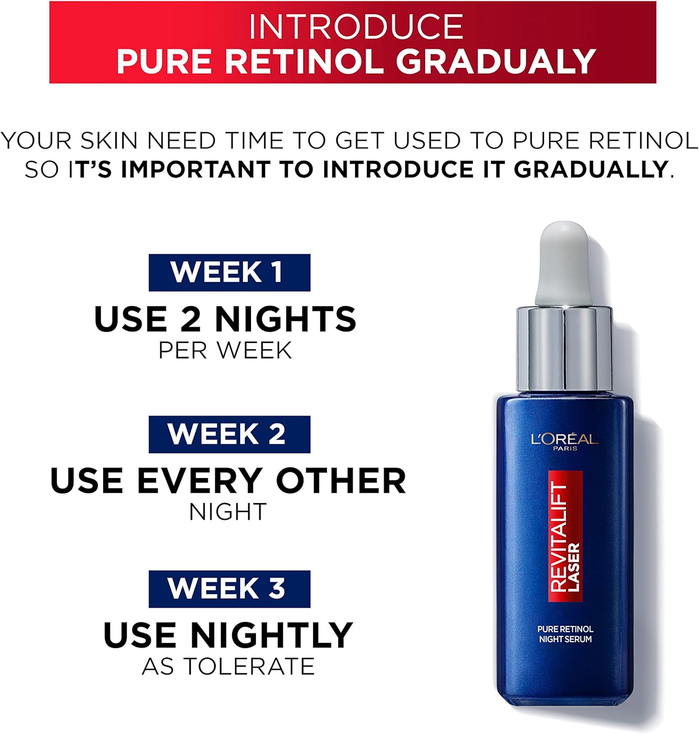 Picture of L’Oréal Paris, Night Serum, Hydrates and Renews Skin, Revitalift Laser Pure Retinol, 30 ml(packgaing may vary)
