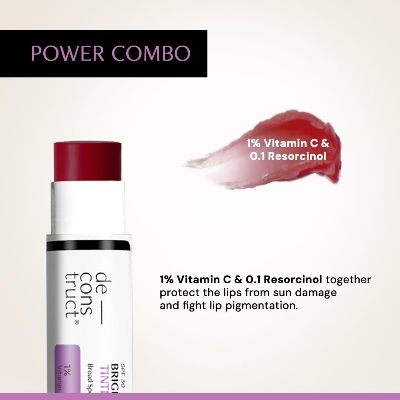 Picture of Deconstruct Brightening Tinted with SPF 30 | For Dark, Pigmented, Dry, Flaky Lip | SPF 30 for Sun Damage and Discoloration | Lip Balm for Glossy Buttery Soft Pink Lips | For Women & Men - (4 gm)