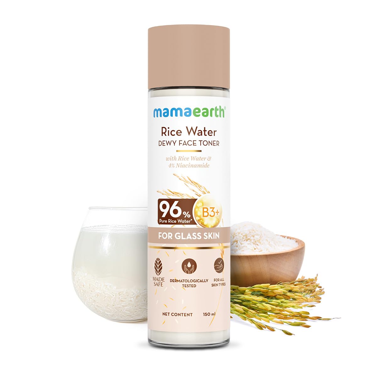 Picture of Mamaearth Rice Water Dewy Face Toner with Rice Water & 4% Niacinamide for Glass Skin 150ml |Intensely Hydrates |Minimizes Pores |Even Skin Tone |Korean Rice Toner | Alcohol-Free| Suits All Skin Types