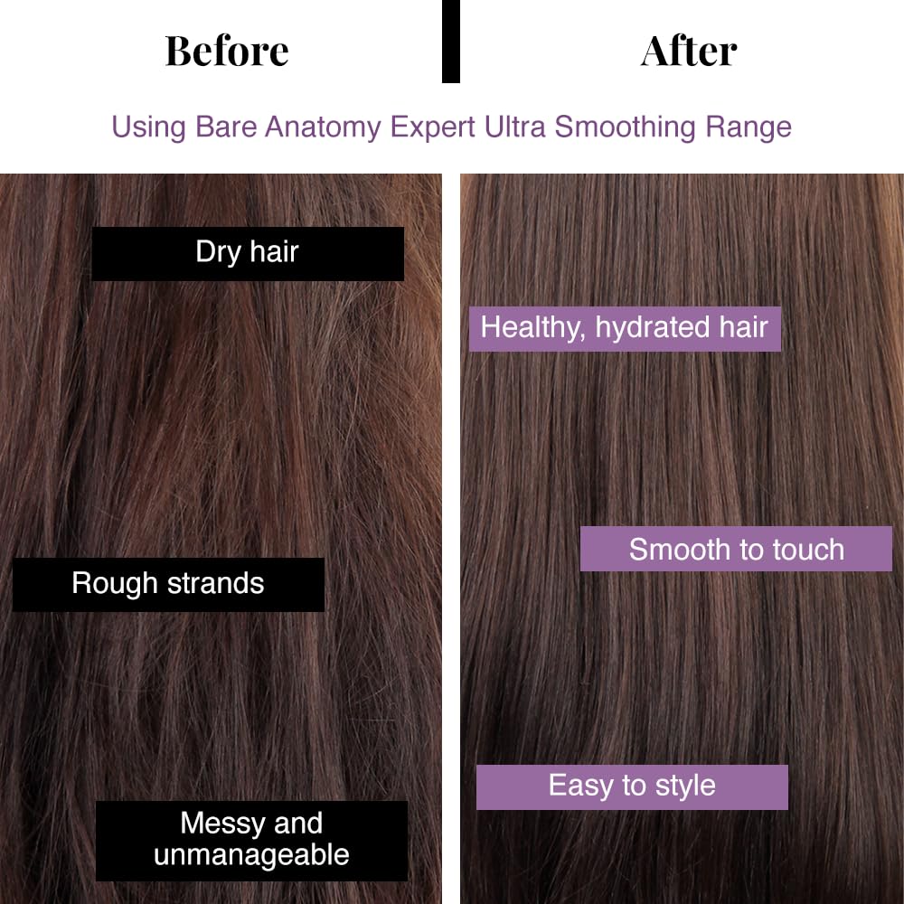Picture of Bare Anatomy Ultra Smoothing Hair Serum For Dry & Frizzy Hair | Restores Smoothness & Texture | Powered By Carbohydrate Complex & Niacinamide | For Women & Men | SLS & Paraben Free | Vegan | 100ml