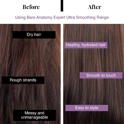 Picture of Bare Anatomy Ultra Smoothing Hair Serum For Dry & Frizzy Hair | Restores Smoothness & Texture | Powered By Carbohydrate Complex & Niacinamide | For Women & Men | SLS & Paraben Free | Vegan | 100ml