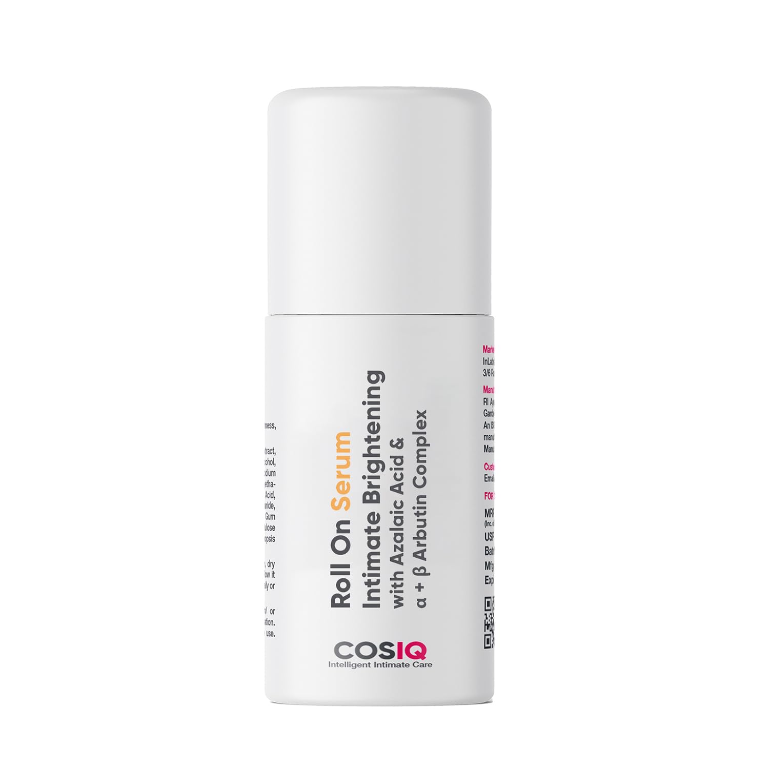Picture of Cos-IQ Intimate Brightening Roll-On Serum | With Azelaic Acid & Alpha + Beta Arbutin Complex | For Dark Underarms, Inner Thighs, Knees & Bikini Area | Intimate Areas for Women & Men | 40ml