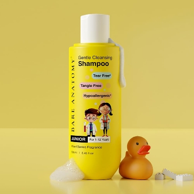 Picture of Bare Anatomy Junior Gentle Cleansing Shampoo For Kids from 1-12 Years | Tear-Free & Hypoallergenic pH 5.5 | Coconut Milk Protein, Almond Oil, Vitamin E & Strawberry | SLS & Paraben Free | Vegan -250ml