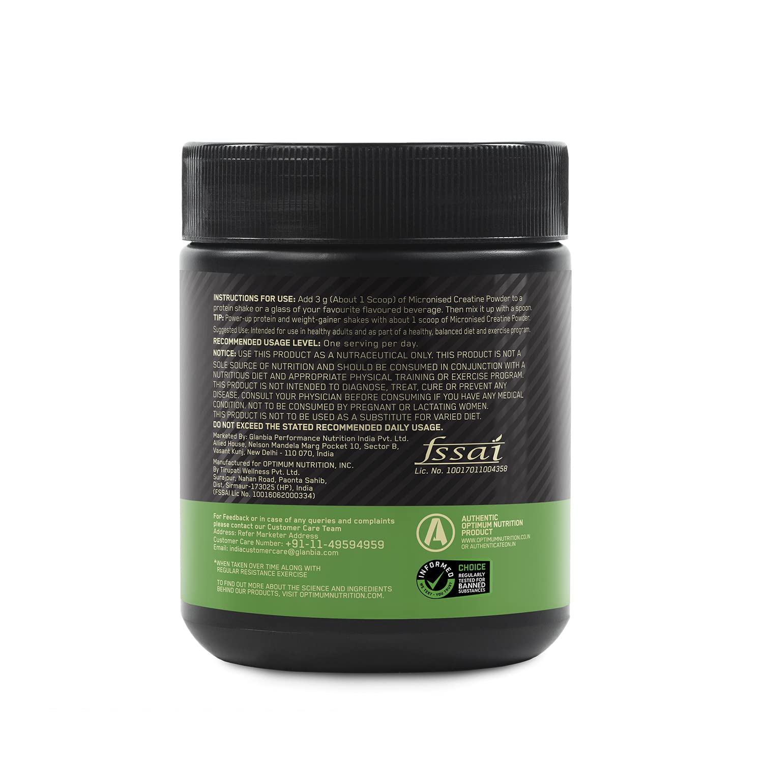 Picture of Optimum Nutrition (ON) Micronized Creatine Powder - 100 Gram, 33 Serves, 3g of 100% Creatine Monohydrate per serve, Supports Athletic Performance & Power, Unflavored.