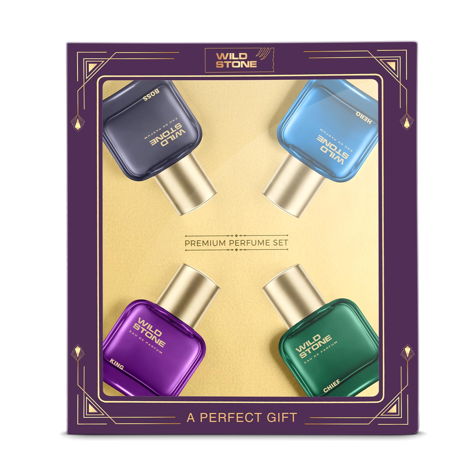 Picture of Wild Stone Perfume Gift Set for Men 4x30ml – Hero | King | Chief | Boss | Premium Grooming & Lifestyle Gift Set | Long Lasting Perfume for Men | Ideal Gift for Special Occasions