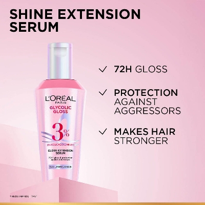 Picture of L'Oréal Paris Glycolic Gloss Serum, powered by Glycolic Acid, for dull hair, gives 72H Shine & improves hair quality, 40ml