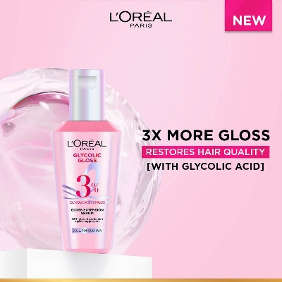Picture of L'Oréal Paris Glycolic Gloss Serum, powered by Glycolic Acid, for dull hair, gives 72H Shine & improves hair quality, 40ml