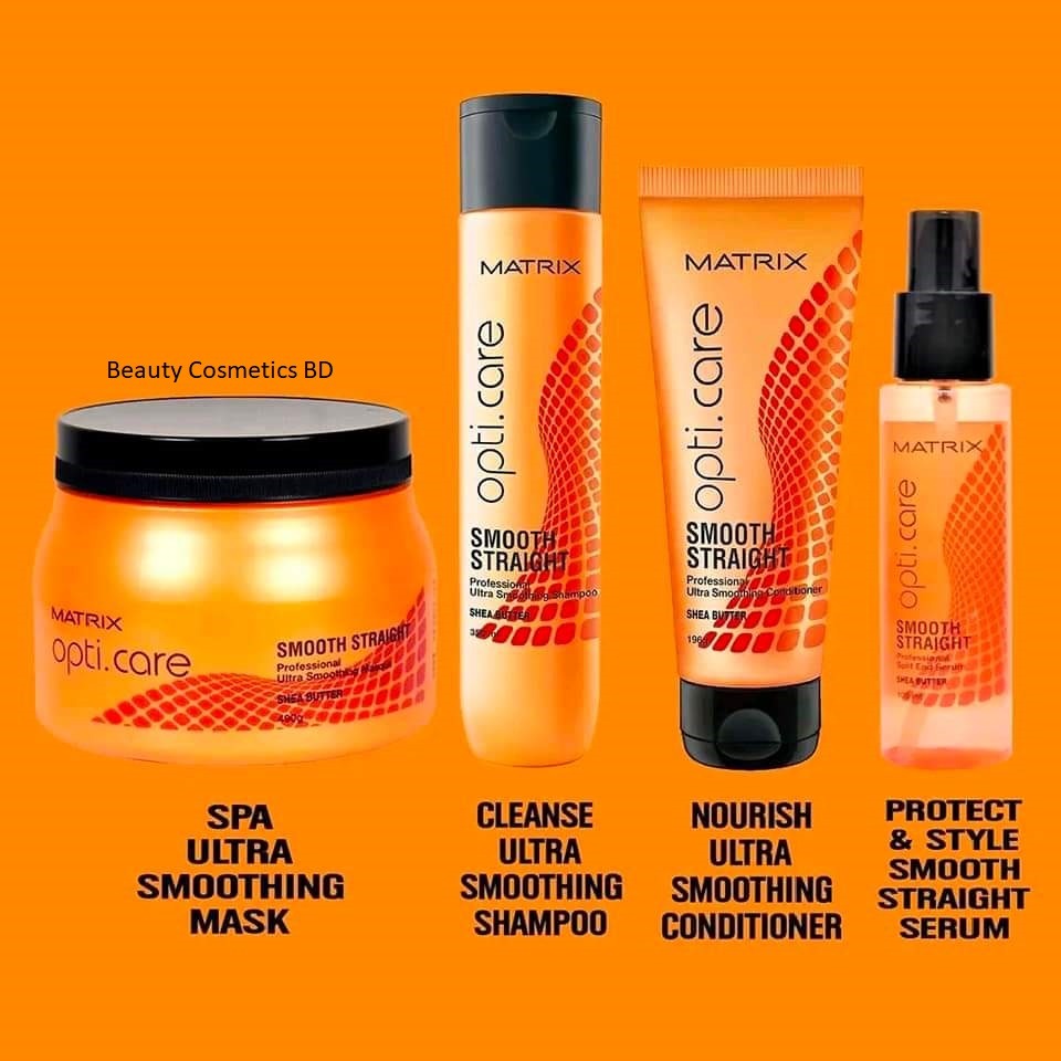 Picture of MATRIX Opti.Care Professional ANTI-FRIZZ Kit | For Salon Smooth, Straight hair | with Shea Butter | Shampoo 200ml + Conditioner 98g + Hair Serum 100ml+Matrix Hair mask 490g.