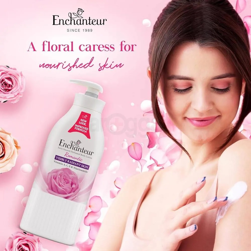 Picture of International  Product Enchanteur Perfume body Lotion Romantic Satin smooth Aloe Vera & Olive Butter For used Male/female 500 Ml