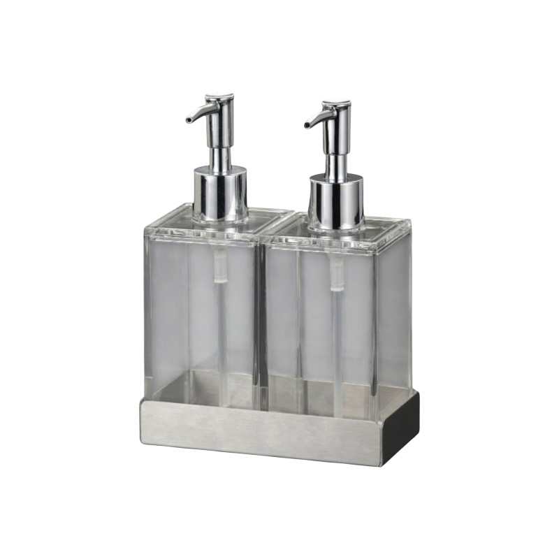 Picture of Acrylic Twin Liquid Soap and Lotion Dispenser in Stainless Steel Tray Brand: Huang Acrylic Picture of Acrylic Twin Liquid Soap and Lotion Dispenser in Stainless Steel Tray Brand: Huang Acrylic