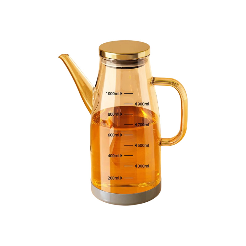 Picture of Glass oil pot kitchen household non-hanging oil bottle soy sauce vinegar seasoning bottle oil container stainless steel large oil tank 1000 ML