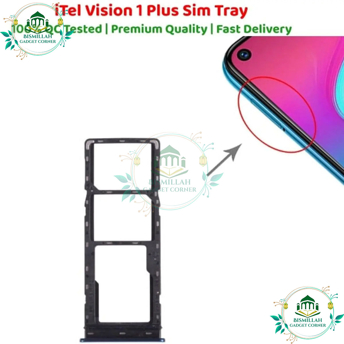 Picture of S.IM Card Holder Tray for Itel Vision 1 Plus black-bule-purple-white