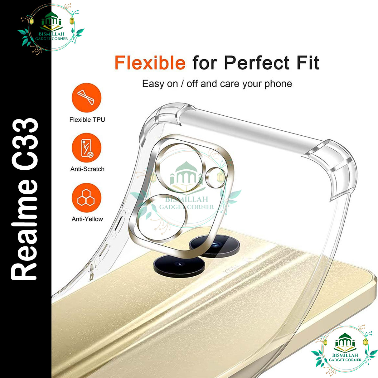 Picture of Transparent back cover For Realme C33 Luxury transparent Protect Back Cover Soft Case Picture of Transparent back cover For Realme C33 Luxury transparent Protect Back Cover Soft Case