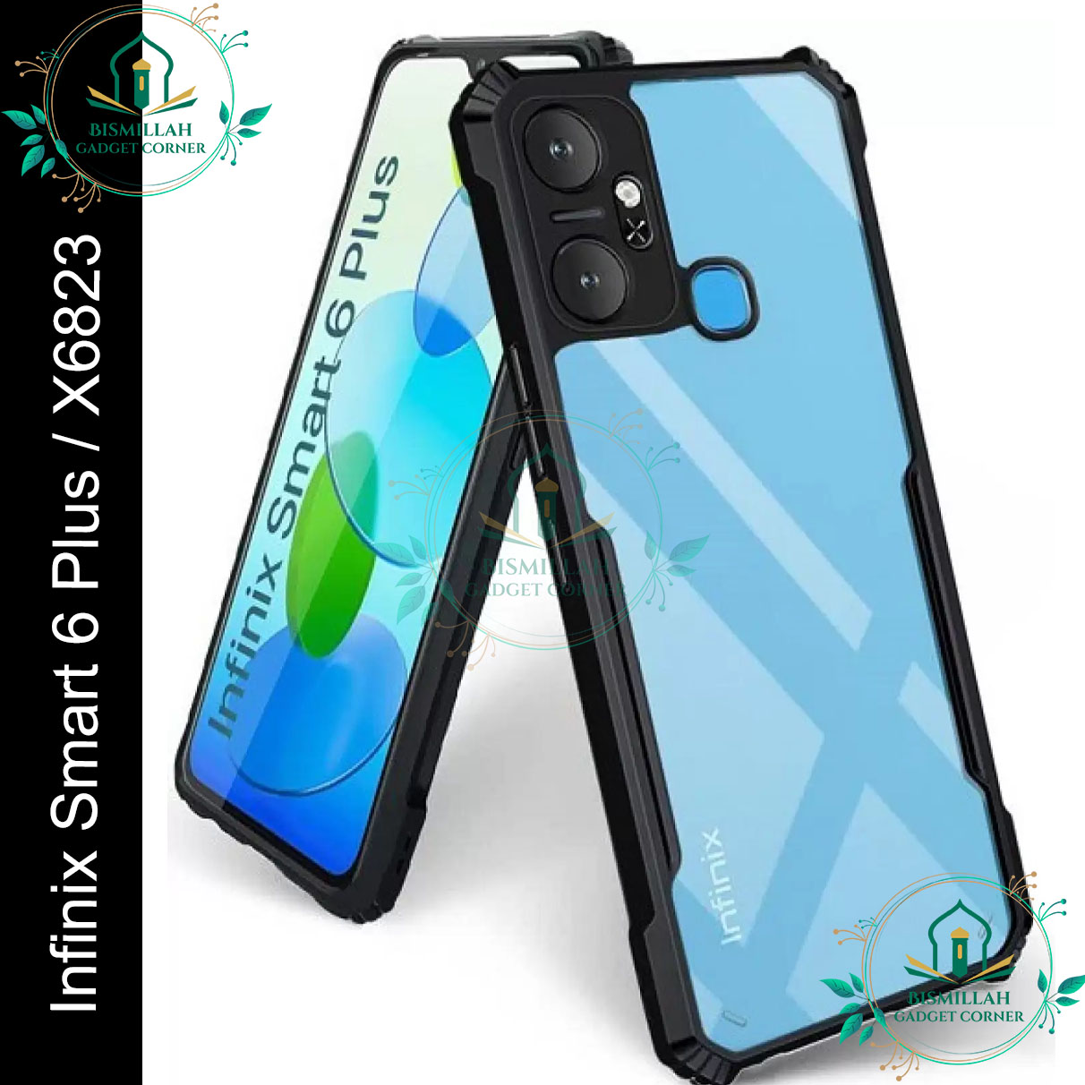 Picture of Xundd Back Cover for Infinix Smart 6 Plus / X6823 Transparent Hybrid Hard PC Back Bumper