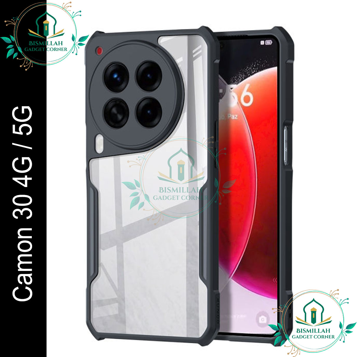 Picture of Xundd Back Cover for Tecno Camon 30 4G/5G Transparent Hybrid Hard PC Back Bumper