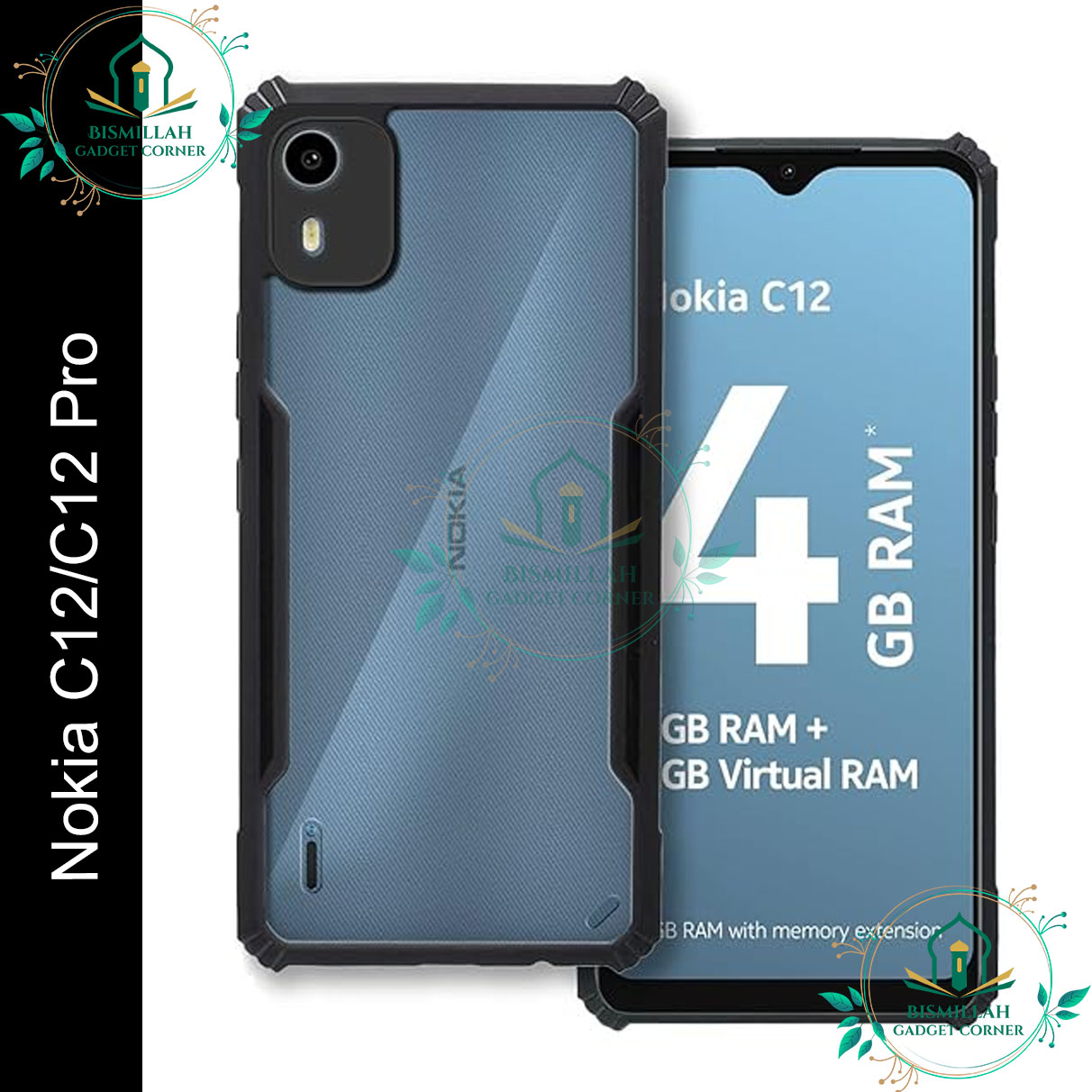Picture of Xundd Back Cover for Nokia C12 / C12 Pro 5G Transparent Hybrid Hard PC Back Bumper