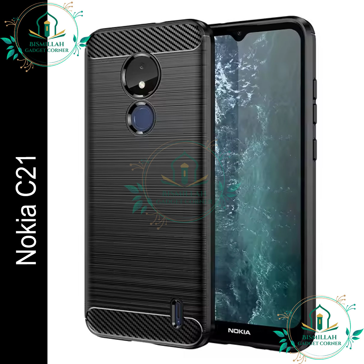 Picture of Spigen cover For Nokia C21 Carbon Fiber Back cover Soft Slim Fashion Non-Slip Protective Carbon Fiber Phone Case