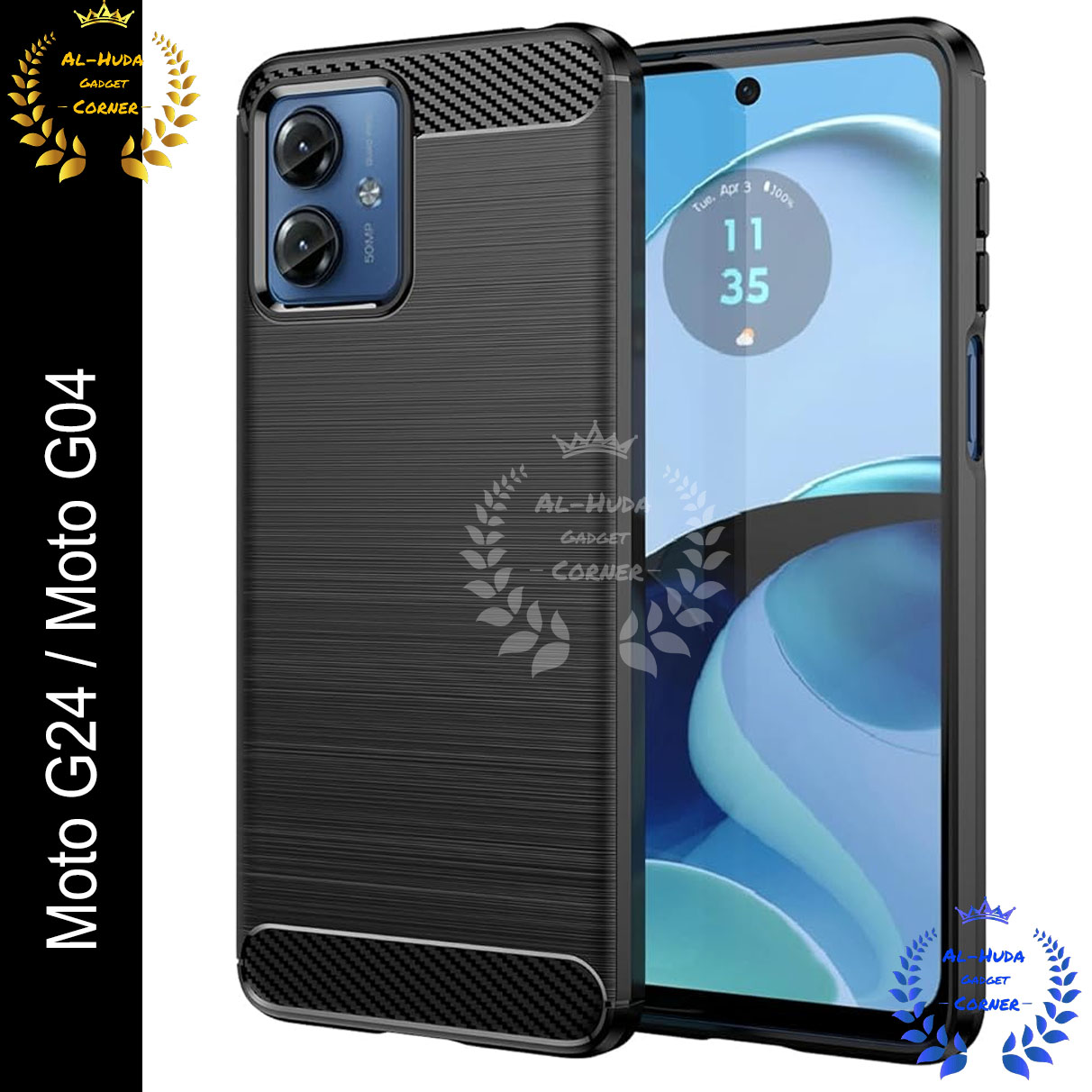 Picture of Spigen cover For Motorola Moto G24 / Motorola Moto G04 Carbon Fiber Back cover Soft Slim Fashion Non-Slip Protective Carbon Fiber Phone Case