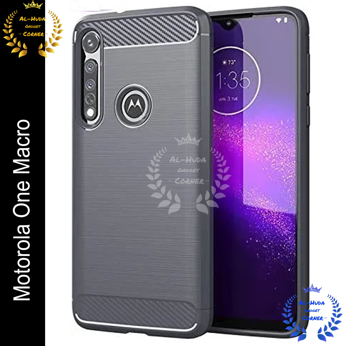 Picture of Spigen cover For Motorola One Macro Carbon Fiber Back cover Soft Slim Fashion Non-Slip Protective Carbon Fiber Phone Case