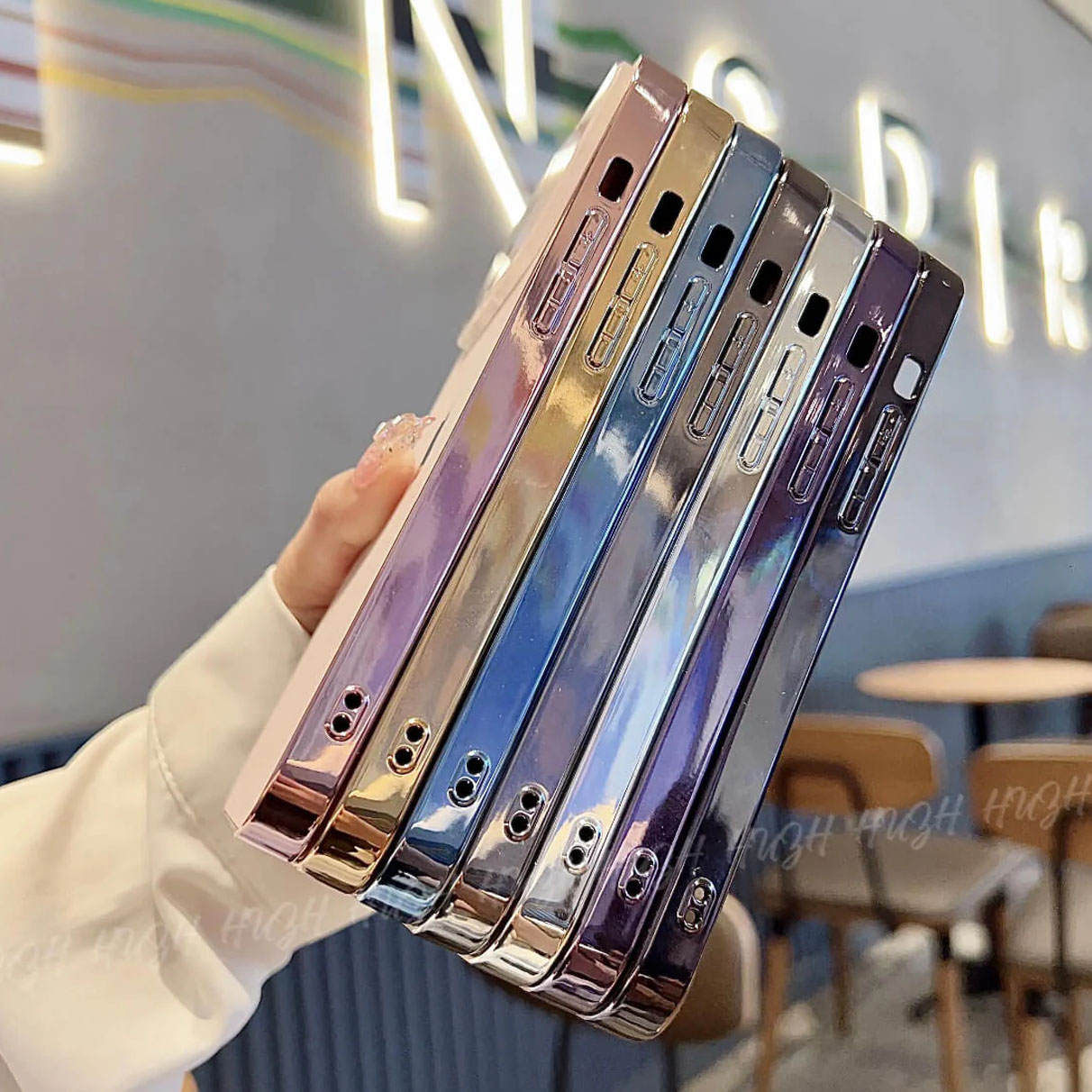 Picture of AG Glass Backplane Lens Integrated iPhone 14 pro max Phone Case, Premium Porsche Design, Prismatic Lens, Soft Unbreakable Edge, Shock Absorption Cover for Camera Drop Protection