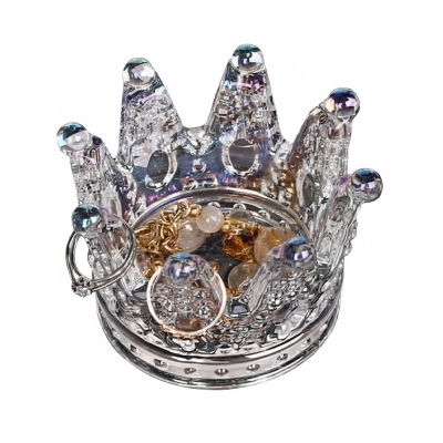 Picture of Light Luxury Necklace Ring Storage Plate Glass Relief Candlestick Crown Gold Drawing Art Decorative Small Ornament