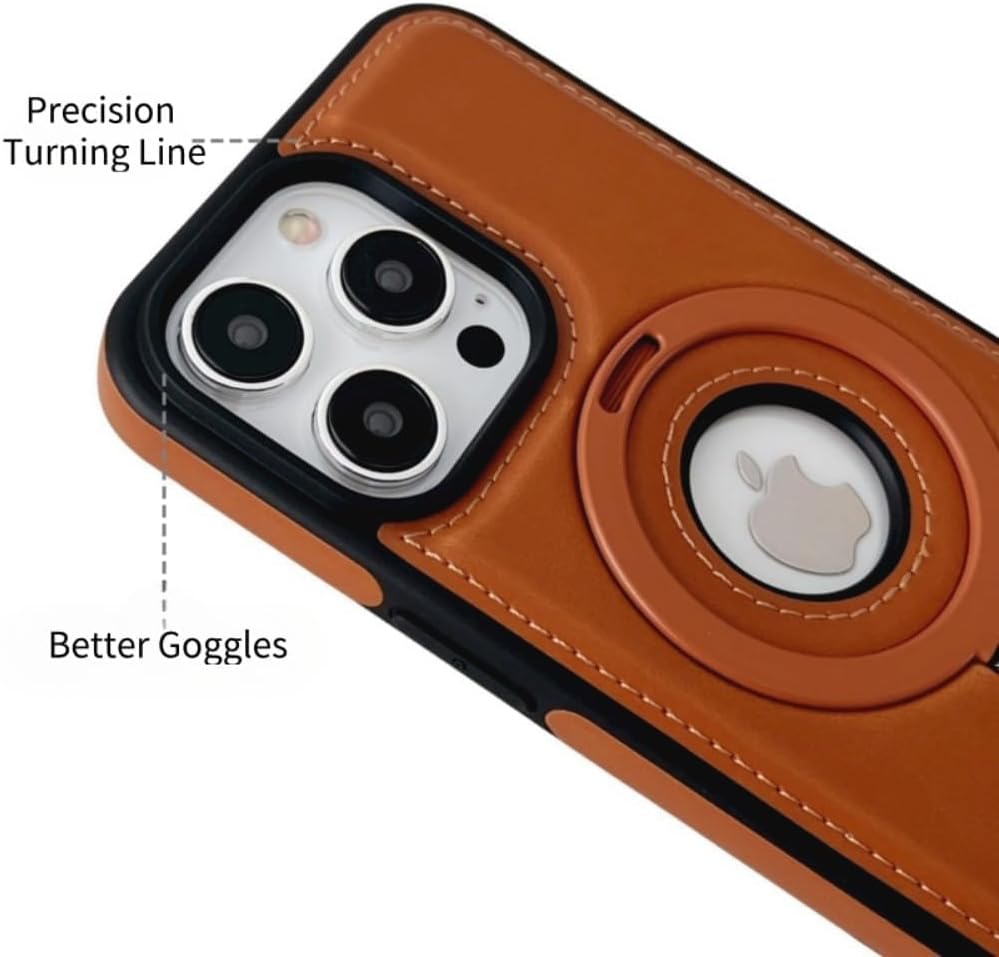 Picture of Back cover for all iphone Leather Material with Metal Magnetic Folding Stand,Luxury Leather back xover Invisible Stand Phone Case Cover for iPhone 12-15 (iPhone15 Pro Max,Brown)
