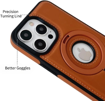 Picture of Back cover for all iphone Leather Material with Metal Magnetic Folding Stand,Luxury Leather back xover Invisible Stand Phone Case Cover for iPhone 12-15 (iPhone15 Pro Max,Brown)