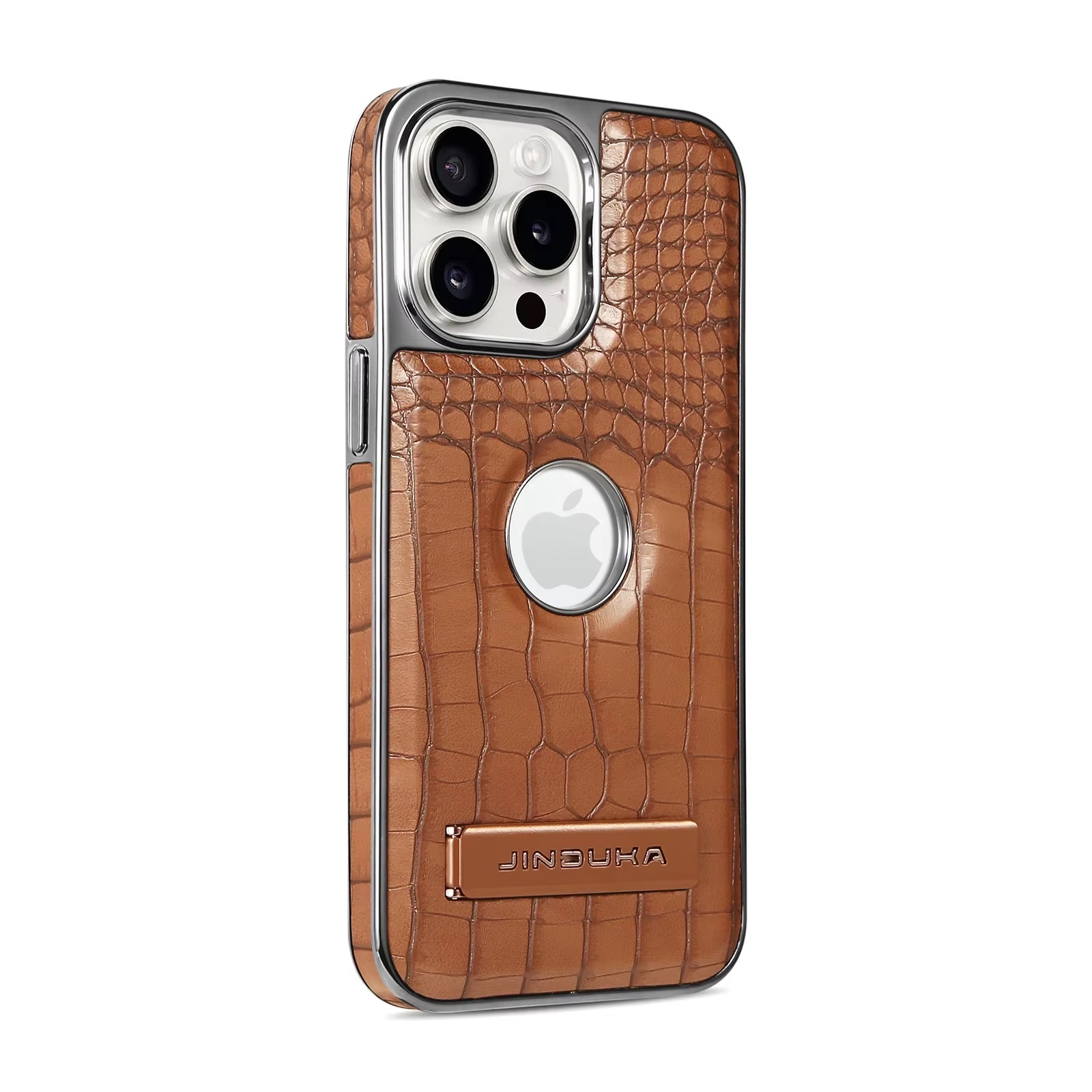 Picture of Back cover for all iphone Leather Material with Metal Magnetic Folding Stand,Luxury Leather back xover Invisible Stand Phone Case Cover for iPhone 12-15 (iPhone15 Pro Max,Brown)