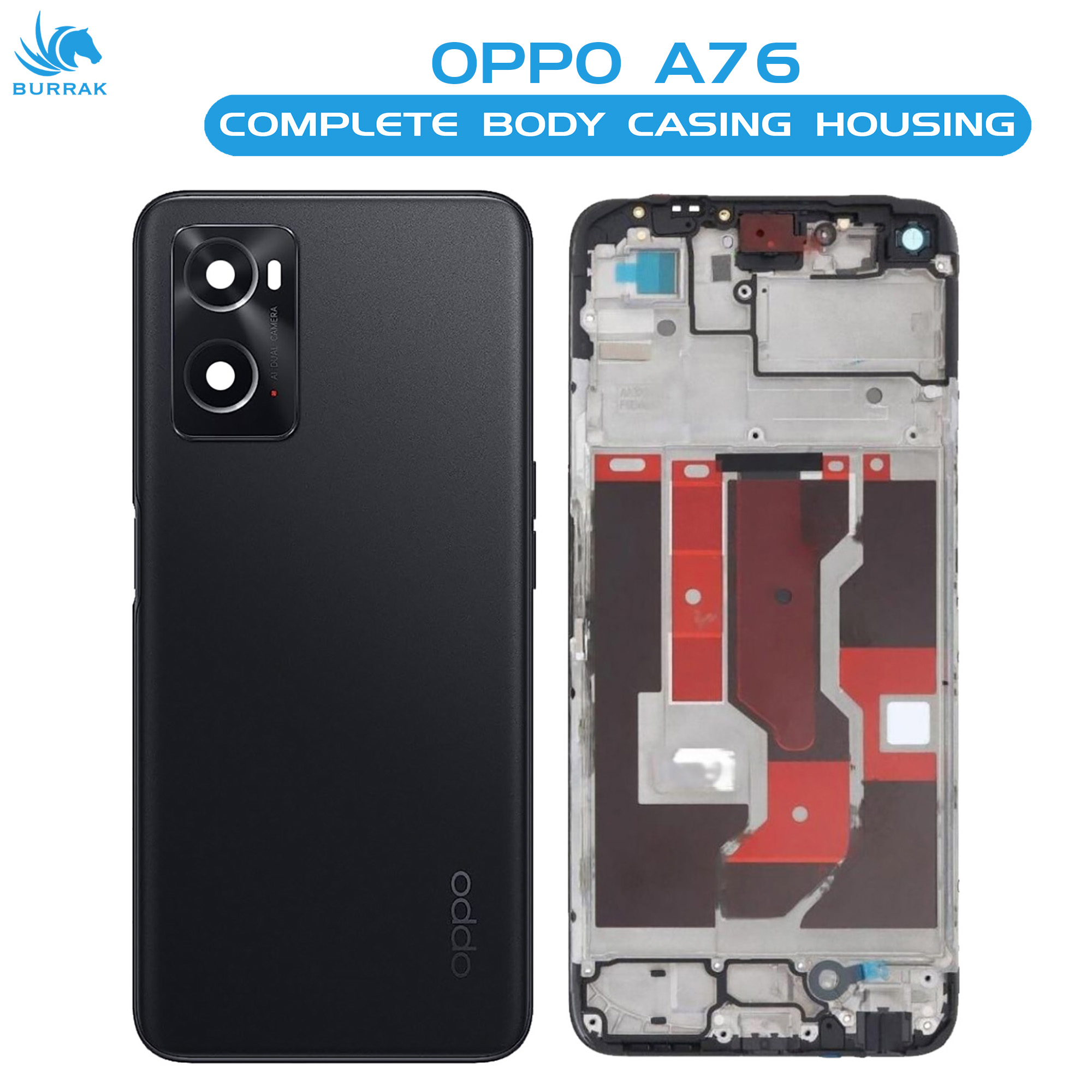 Picture of Oppo A76 Full Body Housing / Middle Frame Chassis with Back Panel